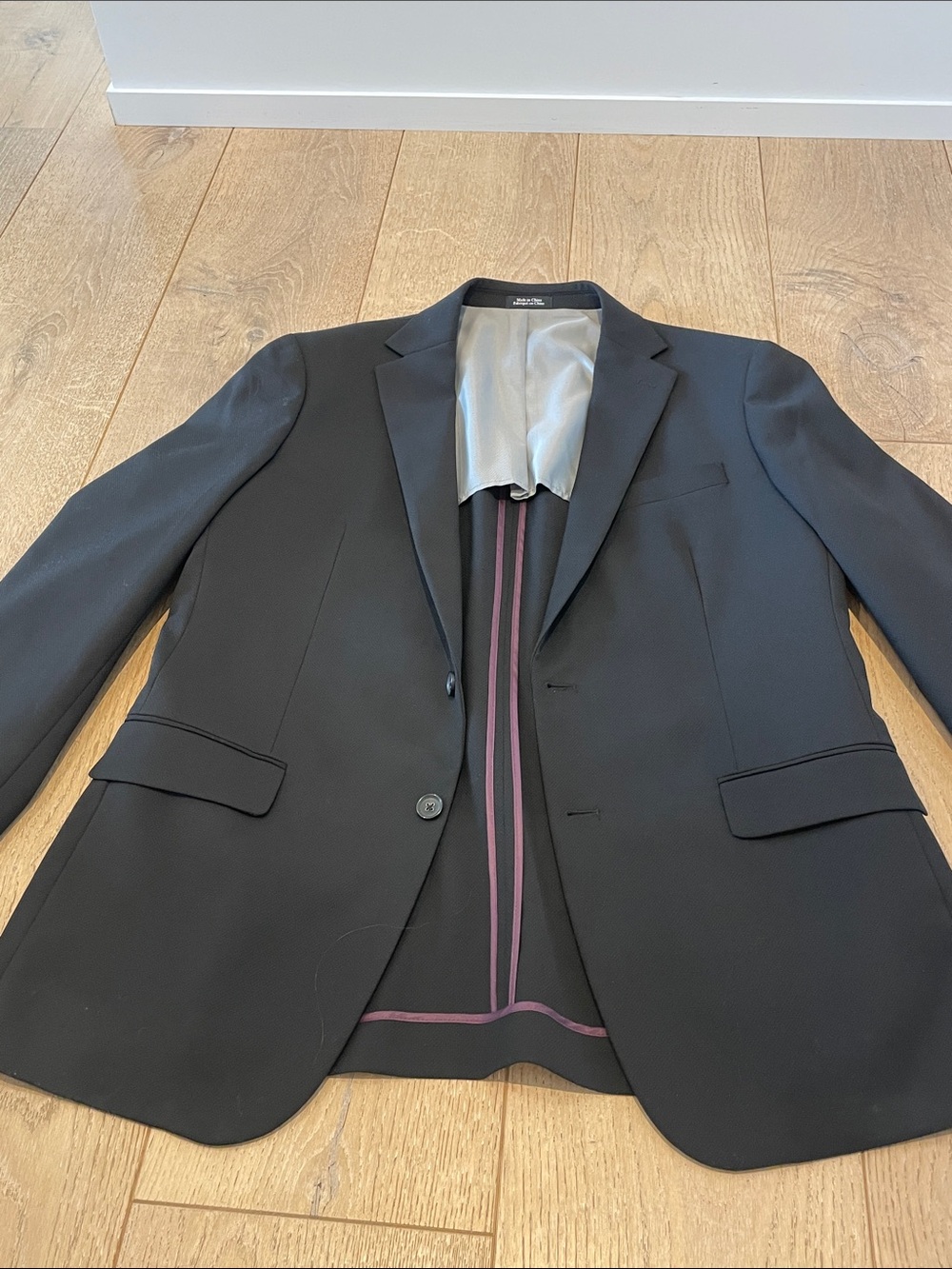 Pronto Uomo Black Blazer with Purple Interior Trim